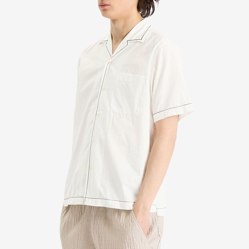 Universal Works Contrast Stitch Minari Shirt in Ecru Size XL